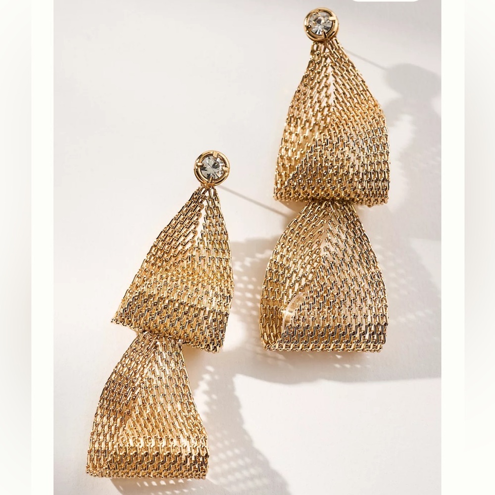 New Anthropologie Chain Double Drop Earrings